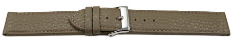 Watch strap soft leather grained taupe 18mm Steel