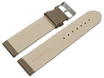 Watch strap soft leather grained taupe 18mm Steel