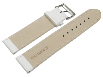 XL Watch strap soft leather grained white 12mm 14mm 16mm 18mm 20mm 22mm