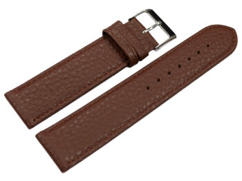 XXL Watch strap soft leather grained dark brown 14mm 16mm...