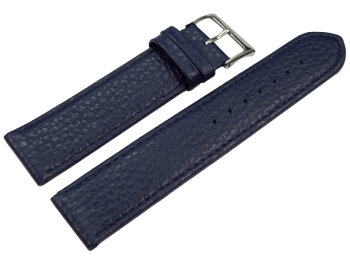 XXL Watch strap soft leather grained dark blue 14mm 16mm...
