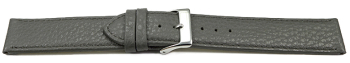 XXL Watch strap soft leather grained dark gray 14mm 16mm...