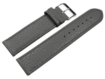 XXL Watch strap soft leather grained dark gray 14mm 16mm...