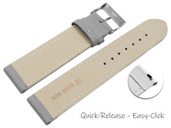 Quick release Watch strap soft leather grained light gray 12mm 14mm 16mm 18mm 20mm 22mm