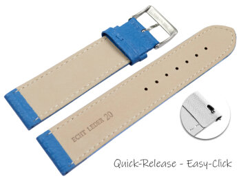 XL Quick release Watch strap soft leather grained sea blue 12mm 14mm 16mm 18mm 20mm 22mm
