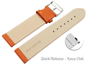 XL Quick release Watch strap soft leather grained orange 12mm 14mm 16mm 18mm 20mm 22mm