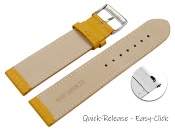 XL Quick release Watch strap soft leather grained mustard 12mm 14mm 16mm 18mm 20mm 22mm