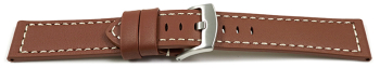 Watch strap - Genuine saddle leather - red-brown white stitching