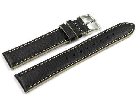 Lotus watch strap for 15651 - leather - black - white...