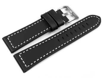 Watch strap Genuine saddle leather black white stitching...