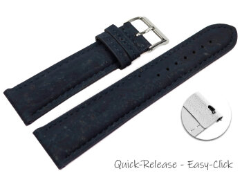 Quick Release Dark Blue Vegan Cork Lightly padded Watch Strap 14mm 16mm 18mm 20mm 22mm