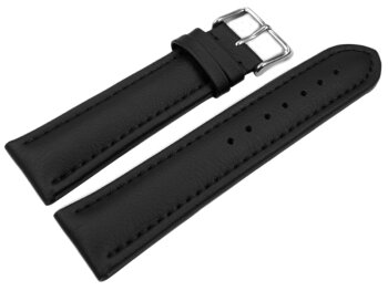 Black Vegan Grain Watch Strap padded 18mm 20mm 22mm 24mm