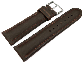 Dark Brown Vegan Grain Watch Strap padded 18mm 20mm 22mm 24mm