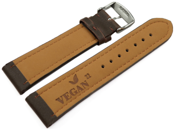 Dark Brown Vegan Grain Watch Strap padded 18mm 20mm 22mm 24mm