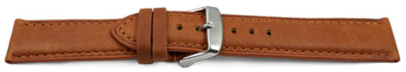 Watch strap very soft leather padded retro look light brown 18mm Steel