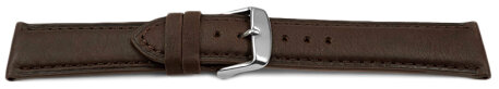 Watch strap very soft leather padded retro look dark brown 18mm Steel