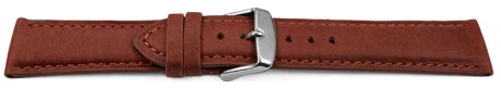 Watch strap very soft leather padded retro look Rust 18mm Steel