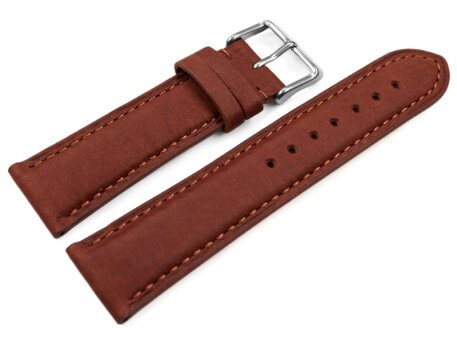 Watch strap very soft leather padded retro look Rust 18mm...
