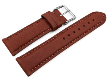 Watch strap very soft leather padded retro look Rust 18mm Steel