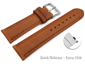 Quick Release Watch Strap very soft leather padded retro look light brown 14mm - 24mm