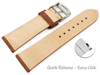 Quick Release Watch Strap very soft leather padded retro look light brown 14mm - 24mm