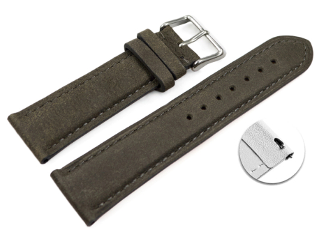 Quick Release Watch Strap very soft leather padded retro...