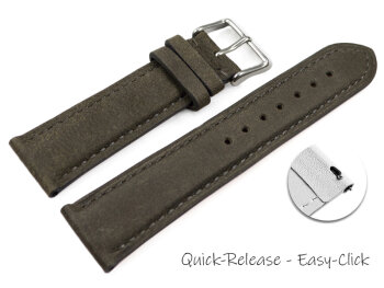 Quick Release Watch Strap very soft leather padded retro look stone 14mm - 24mm