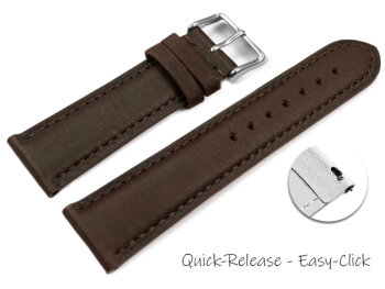 Quick Release Watch Strap very soft leather padded retro look dark brown 14mm - 24mm