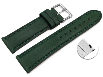 Quick Release Watch Strap very soft leather padded retro look green 14mm - 24mm