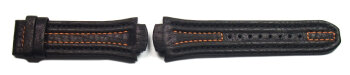Genuine Lotus Replacement Black Leather Watch Strap for 15507 u.15502 - orange seams