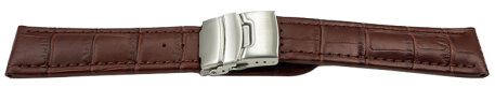 Deployment clasp - Genuine leather - Croco stamp - dark brown
