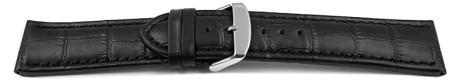 Watch strap - genuine leather - Croco print - black - 26, 28 mm