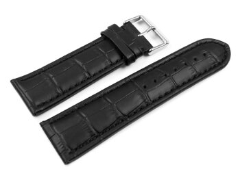 Watch strap - genuine leather - Croco print - black - 26, 28 mm