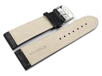 Watch strap - genuine leather - Croco print - black - 26, 28 mm
