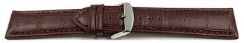Watch strap - genuine leather - croco print - dark brown...