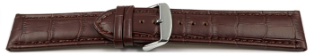 Watch strap - genuine leather - croco print - dark brown - 26, 28 mm