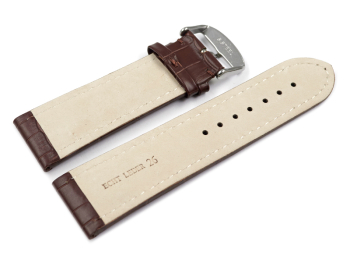 Watch strap - genuine leather - croco print - dark brown - 26, 28 mm