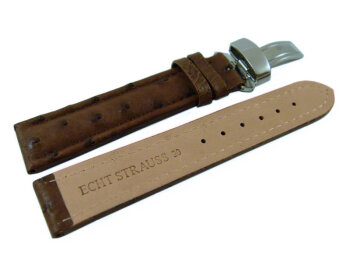 Watch strap - Genuine ostrich leather - padded - dark brown