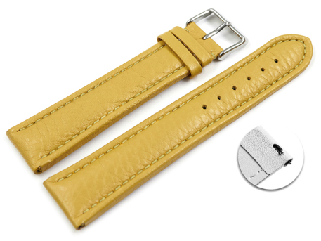 Quick release Watch Strap grained leather yellow 18mm...