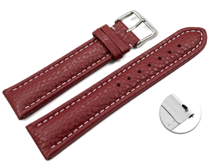 Quick release Watch Strap grained leather bordeaux wN...