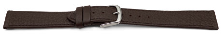 Watch strap Genuine deer leather grained dark brown 18mm Steel
