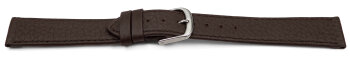 Watch strap Genuine deer leather grained dark brown 18mm Steel