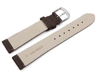 Watch strap Genuine deer leather grained dark brown 18mm Steel