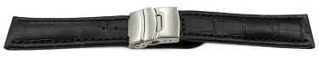 Quick change Deployment clasp Genuine leather Croco stamp black 18mm 20mm 22mm 24mm