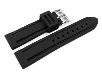Watch strap - Silicone - Waterproof - black with black stitch