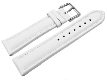 Watch strap - Leather - smooth - white - XL - 18-28 mm