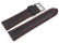 Watch strap - Genuine leather - croco print - black w. red stitch