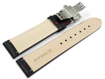 Butterfly - Watch strap - Genuine leather - croco print -...