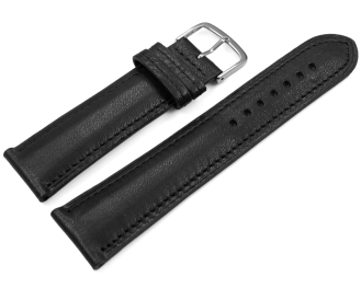 Watch strap black vegetable tanned leather lightly padded...