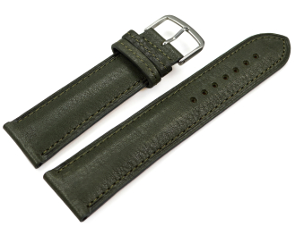 Watch strap Khaki vegetable tanned leather lightly padded...